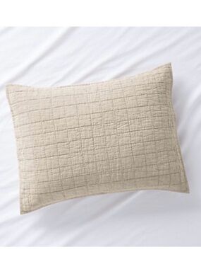 Crate and Barrel Belgian Flax Linen Standard Shams Set of 2 Natural